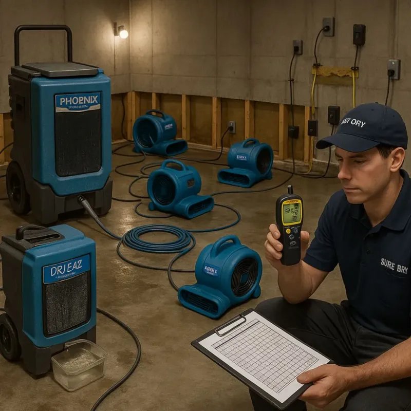 Structural Drying and Dehumidification process in Dardanelle, AR